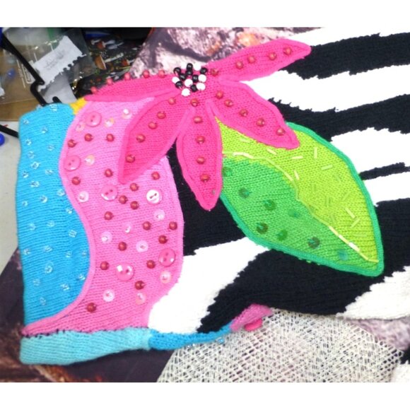 Wild Zebra Print Jacket With Sequins & Flower Power Design Options XL - Picture 6 of 11